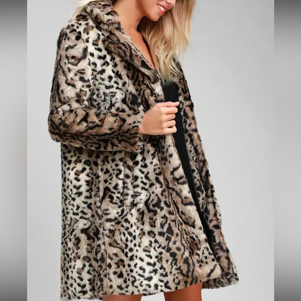 BB Dakota Leopard Print Faux Fur Coat